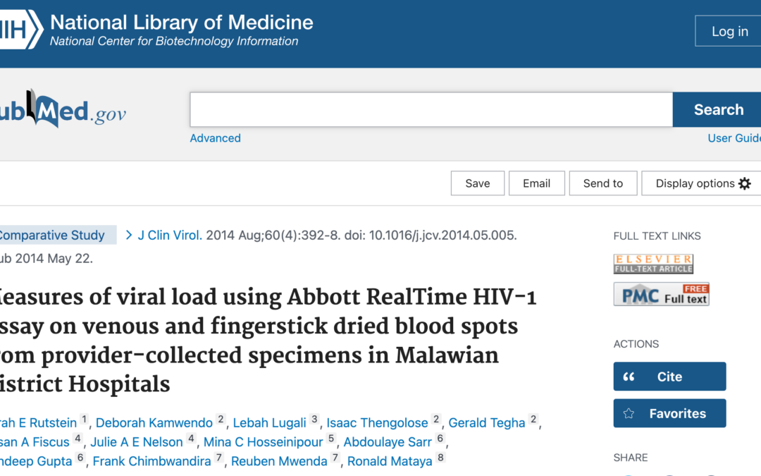 HIV-1 viral load measurement in venous blood and fingerprick blood using Abbott RealTime HIV-1 DBS assay