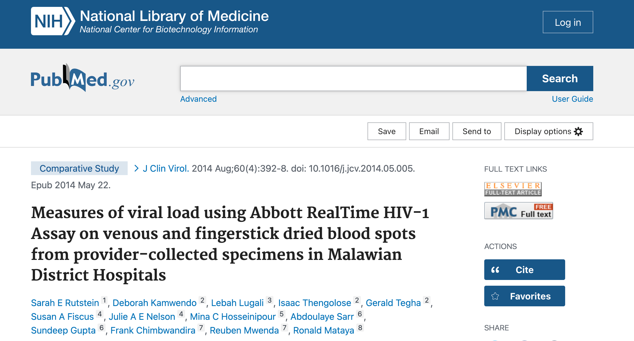 HIV-1 viral load measurement in venous blood and fingerprick blood using Abbott RealTime HIV-1 DBS assay 1